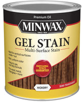 Minwax 66100 Gel Stain, Solvent Base, Hickory, Liquid, 1 qt